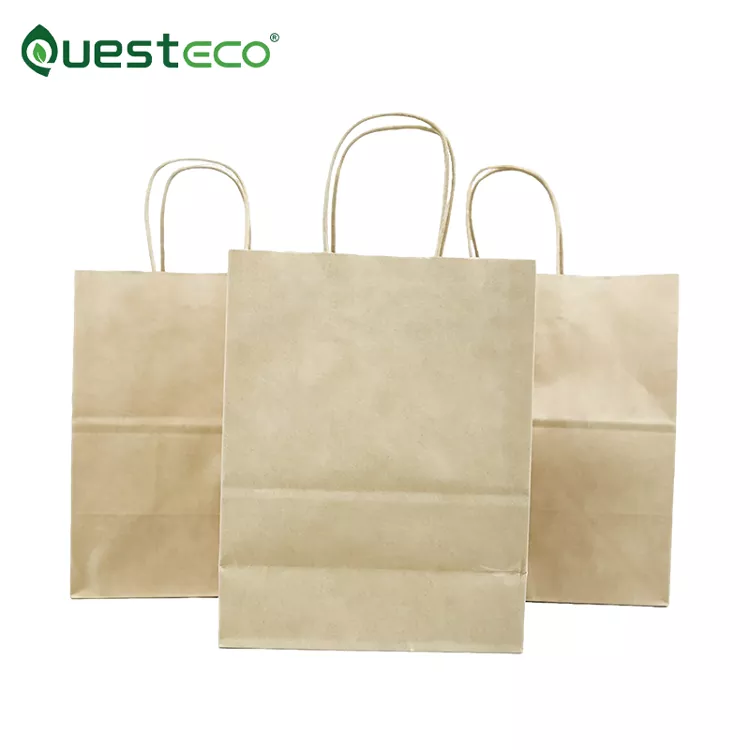 Bolsas de papel Kraft reutilizables plegables ecológicas