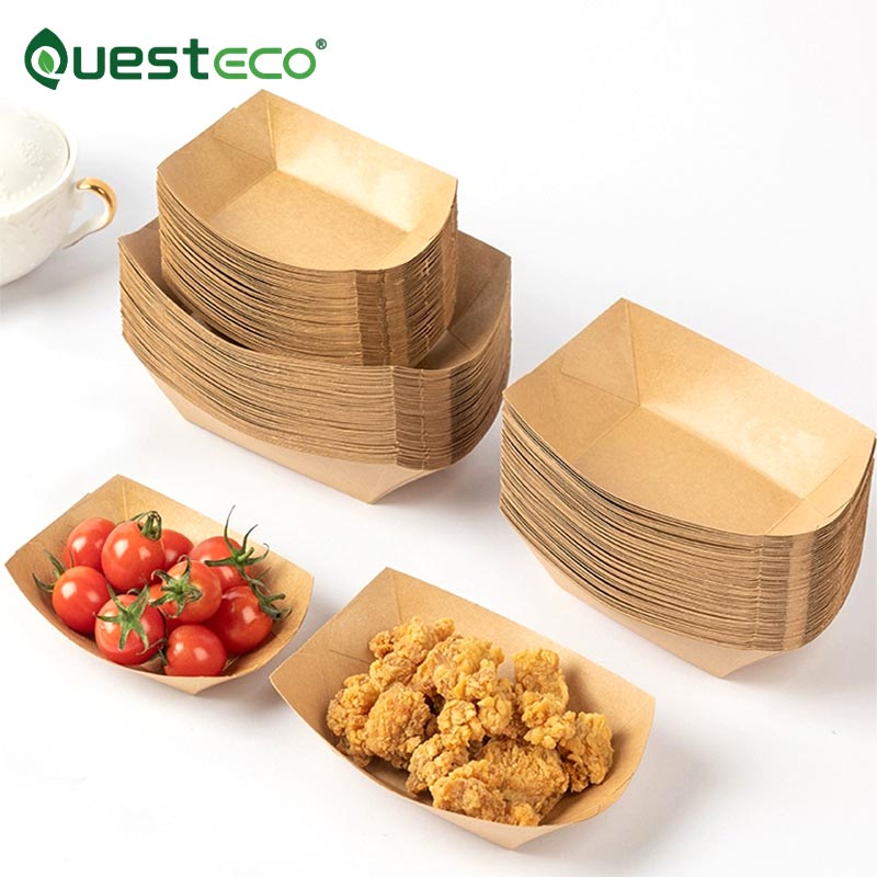 Bandeja de comida Kraft resistente a la grasa