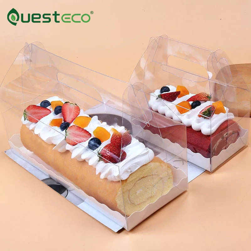 Caja de pastel transparente con asa