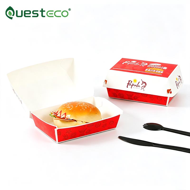 Caja de hamburguesas con diseño de agujeros