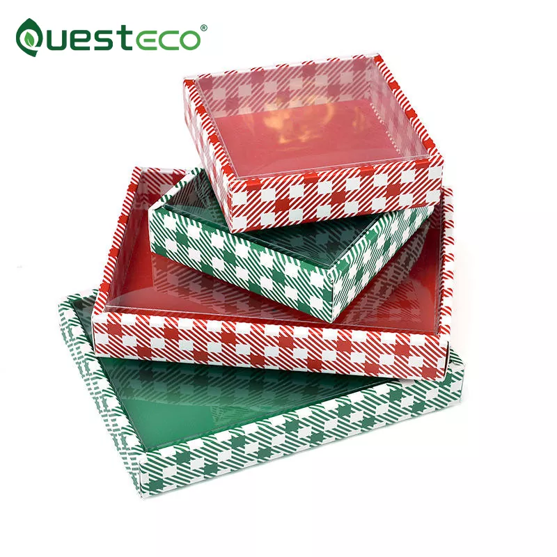 Caja de papel de regalo con ventana de PVC