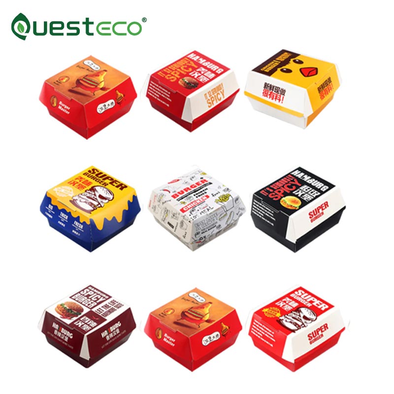 Caja de papel para hamburguesa para llevar