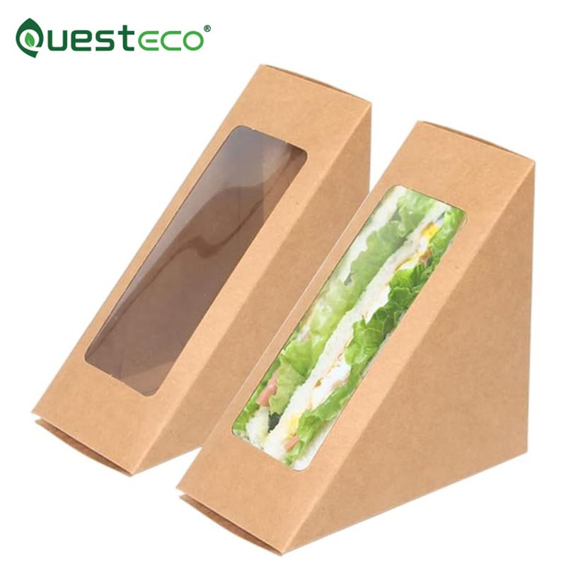 Caja para llevar sándwich triangular